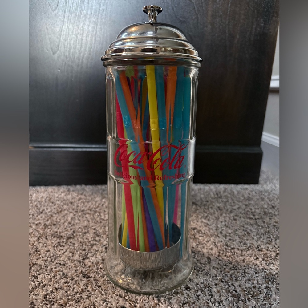 Coca-Cola Glass Straw Dispenser